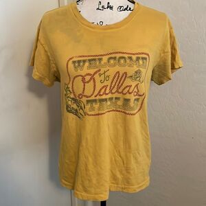 Daydreamer Welcome To Dallas Yellow Graphic Shirt Modern Boho